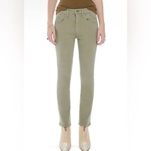 MOTHER The Stash Mid Rise Dazzler Ankle Second Chance Sage Green Jeans